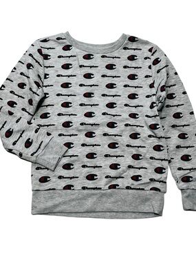 Champion White Heather Crewneck Sweatshirt with Navy and Red Logo